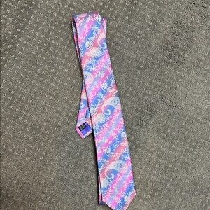 100% Silk Blue and Pink Paisley Tie